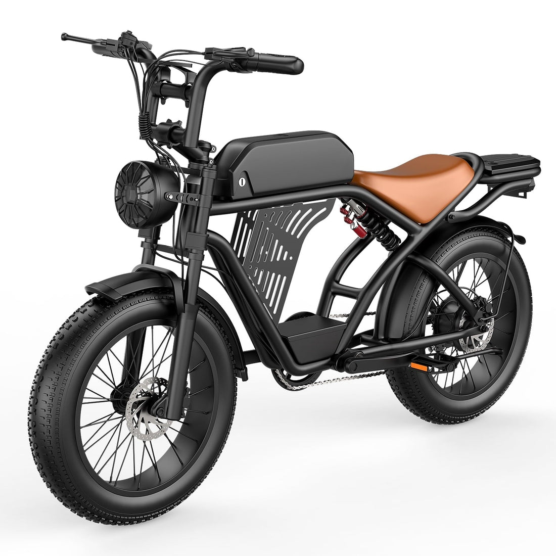GWEIT 20-inch fat tire e-bike with brown saddle