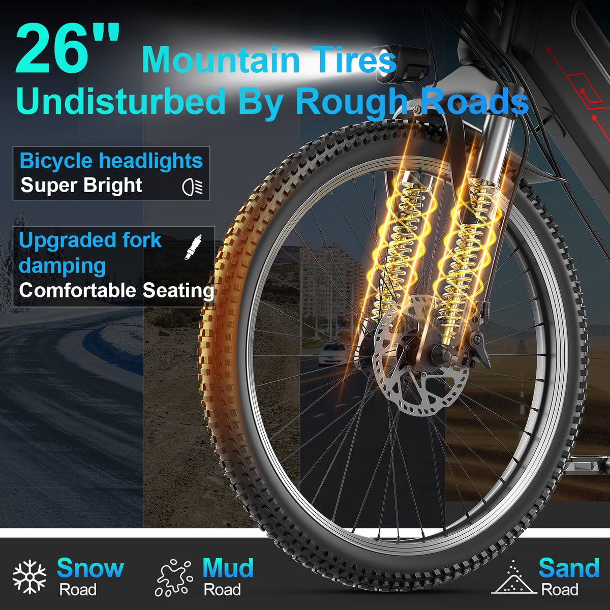 GWEIT GF26 MAX front suspension and 26-inch tire