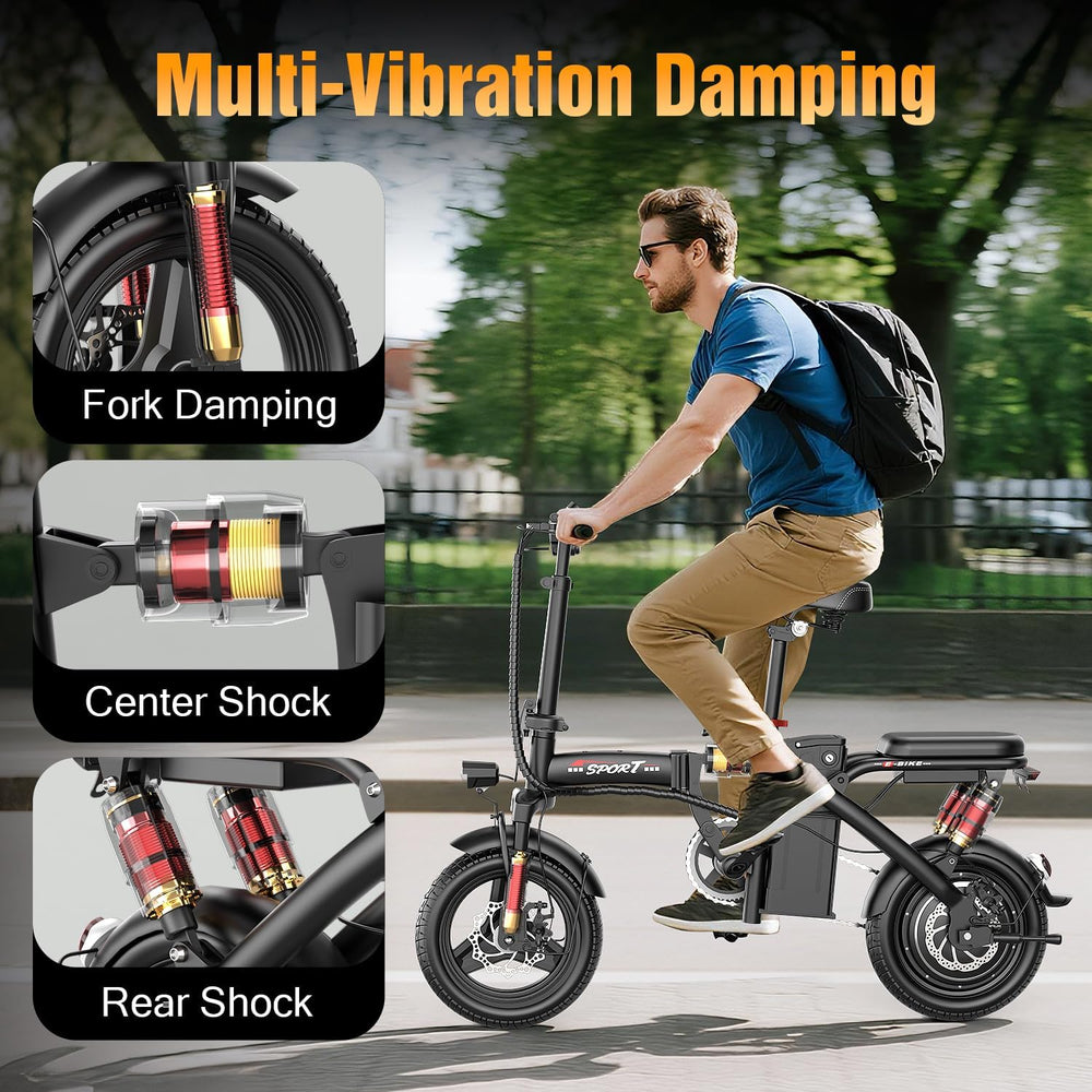 GWEIT 14-inch folding e-bike suspension detail
