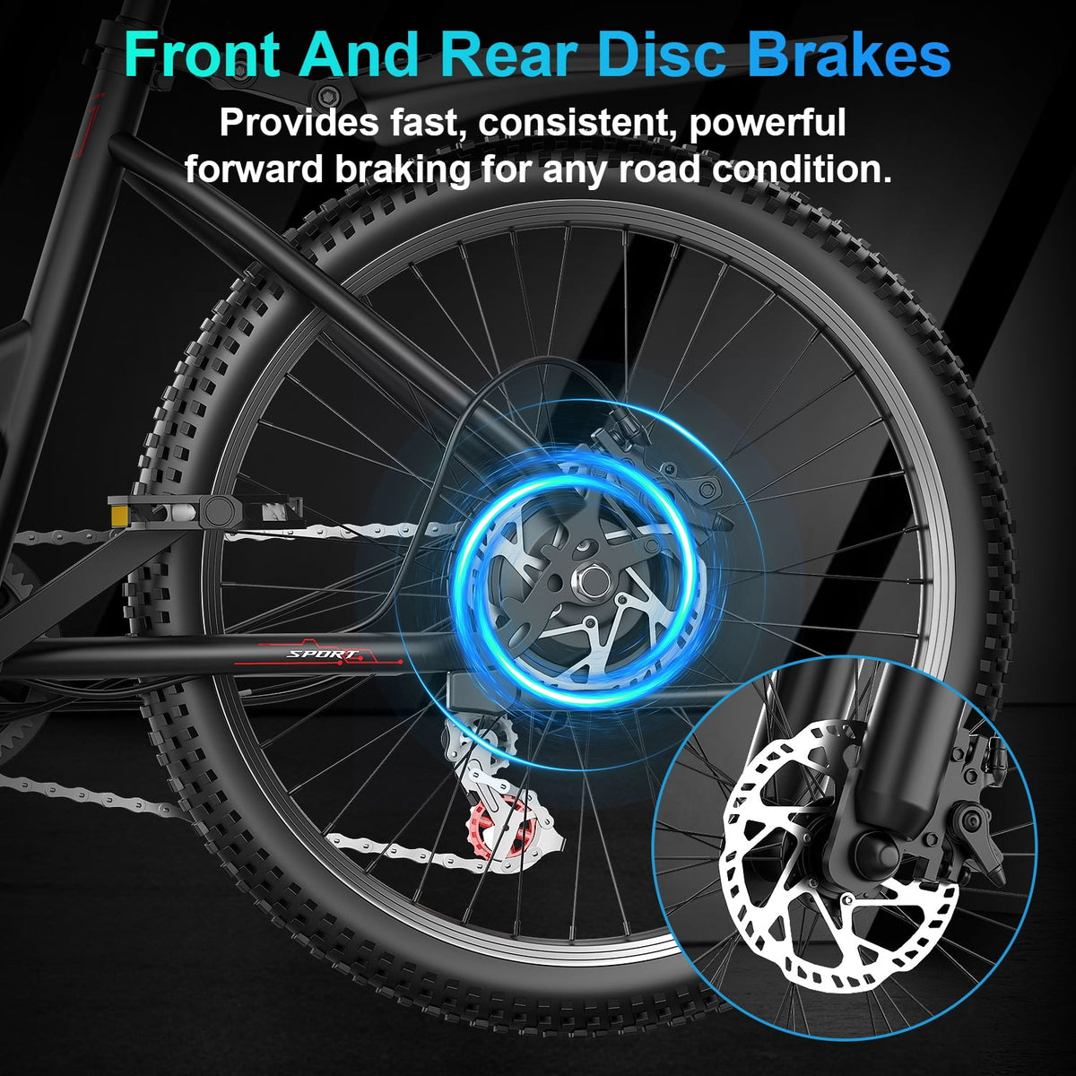 GWEIT GF26 MAX front and rear disc brakes